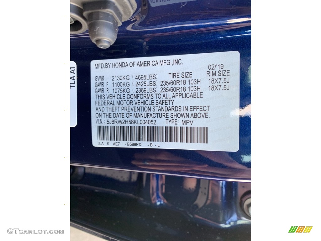 2019 CR-V EX AWD - Obsidian Blue Pearl / Gray photo #14