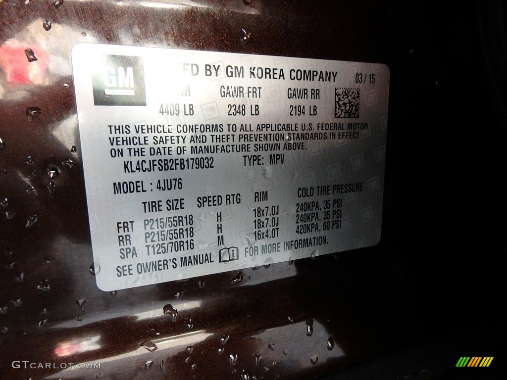 2015 Encore Convenience - Deep Espresso Brown Metallic / Ebony photo #16