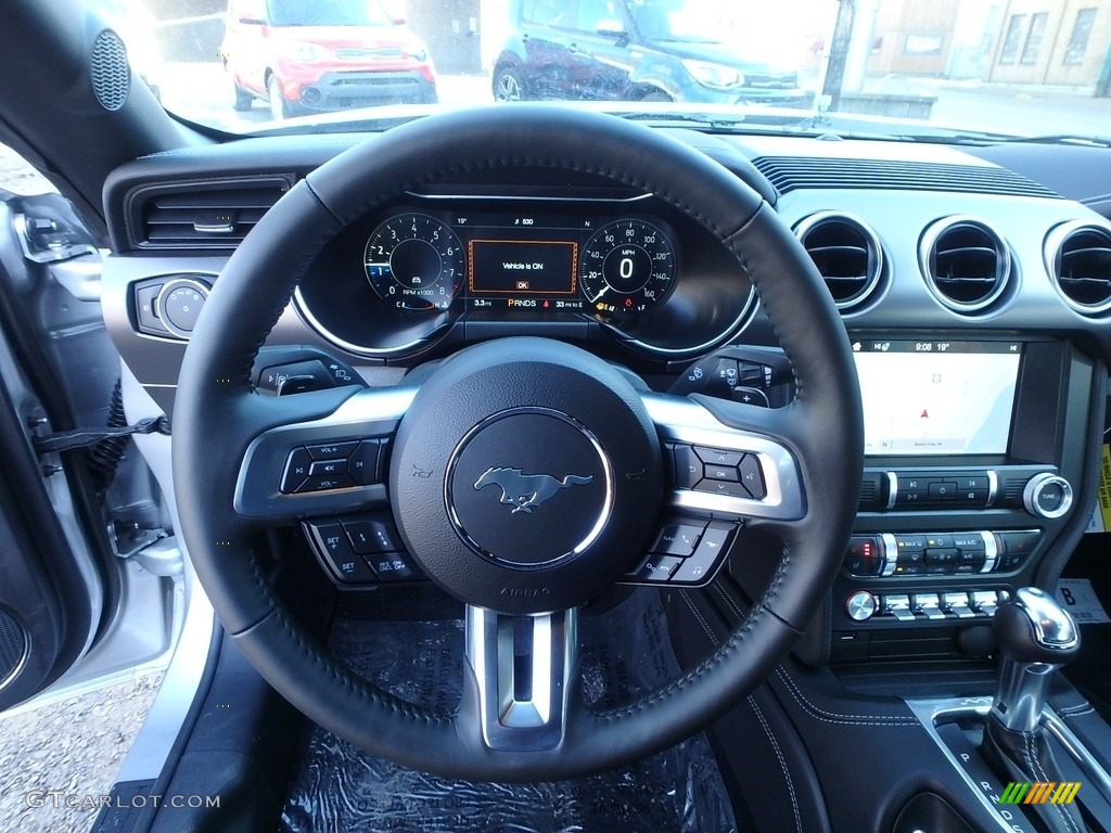 2019 Ford Mustang GT Premium Convertible Ebony Steering Wheel Photo #132211503