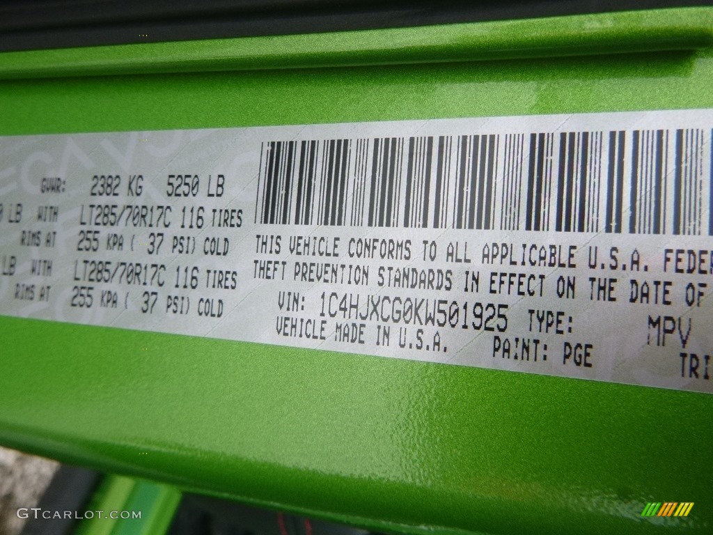 2019 Wrangler Color Code PGE for Mojito! Photo #132225324