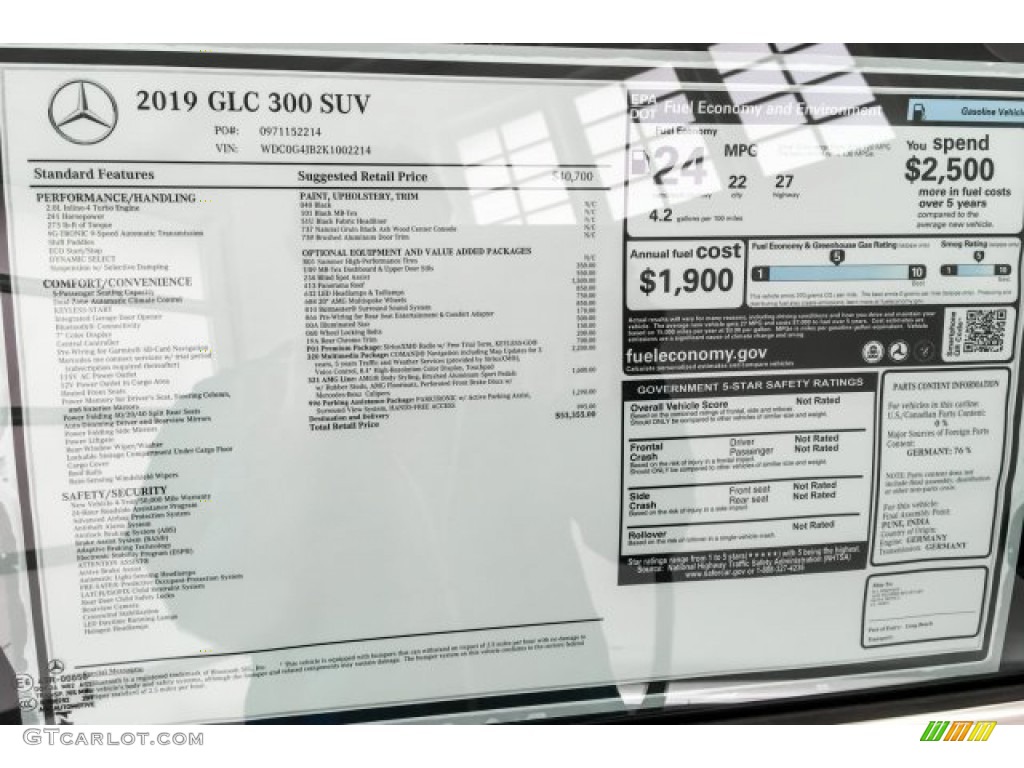 2019 Mercedes-Benz GLC 300 Window Sticker Photos