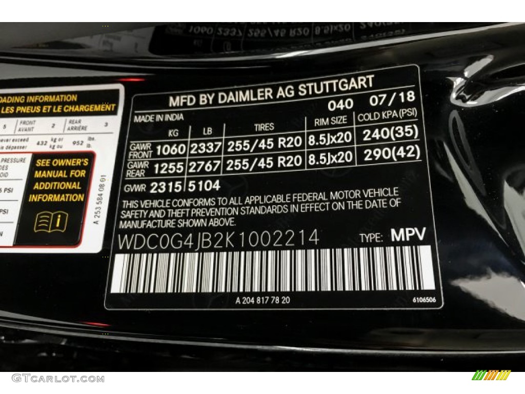 2019 GLC Color Code 040 for Black Photo #132227029