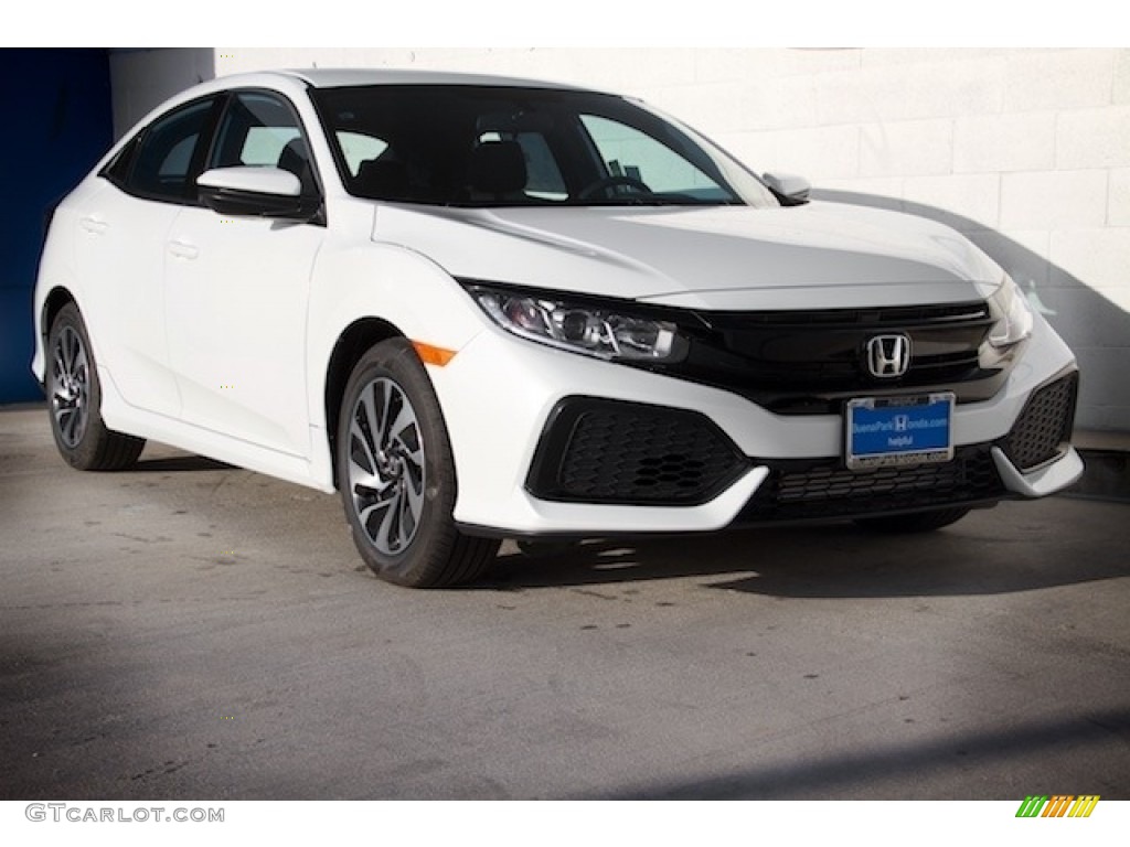 2019 Civic LX Hatchback - White Orchid Pearl / Black photo #1