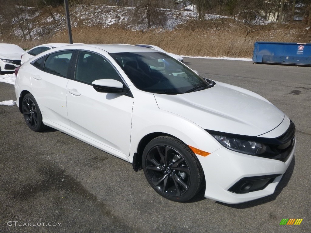 Platinum White Pearl 2019 Honda Civic Sport Sedan Exterior Photo #132230944