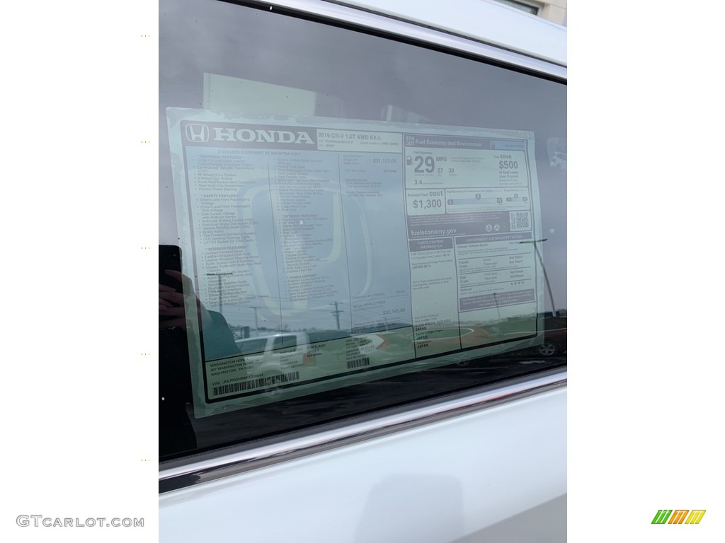 2019 CR-V EX-L AWD - Platinum White Pearl / Ivory photo #15