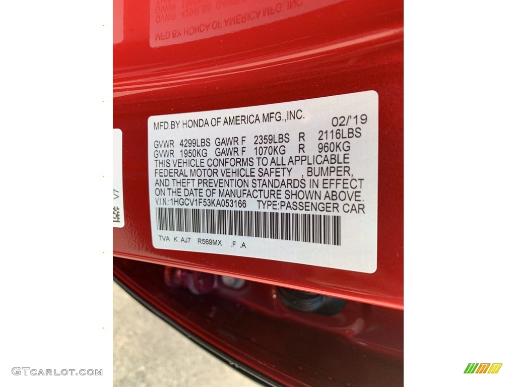 2019 Accord EX-L Sedan - Radiant Red Metallic / Ivory photo #14