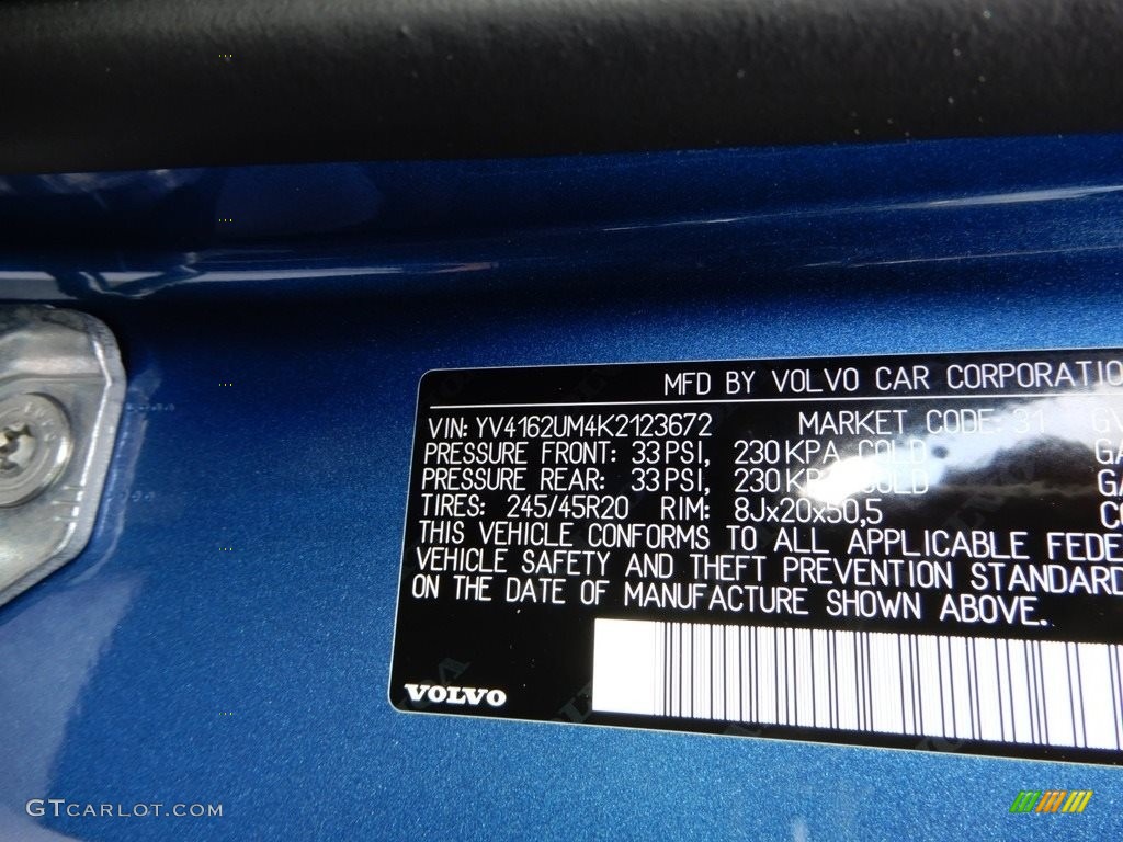 2019 XC40 T5 R-Design AWD - Bursting Blue Metallic / Charcoal photo #12