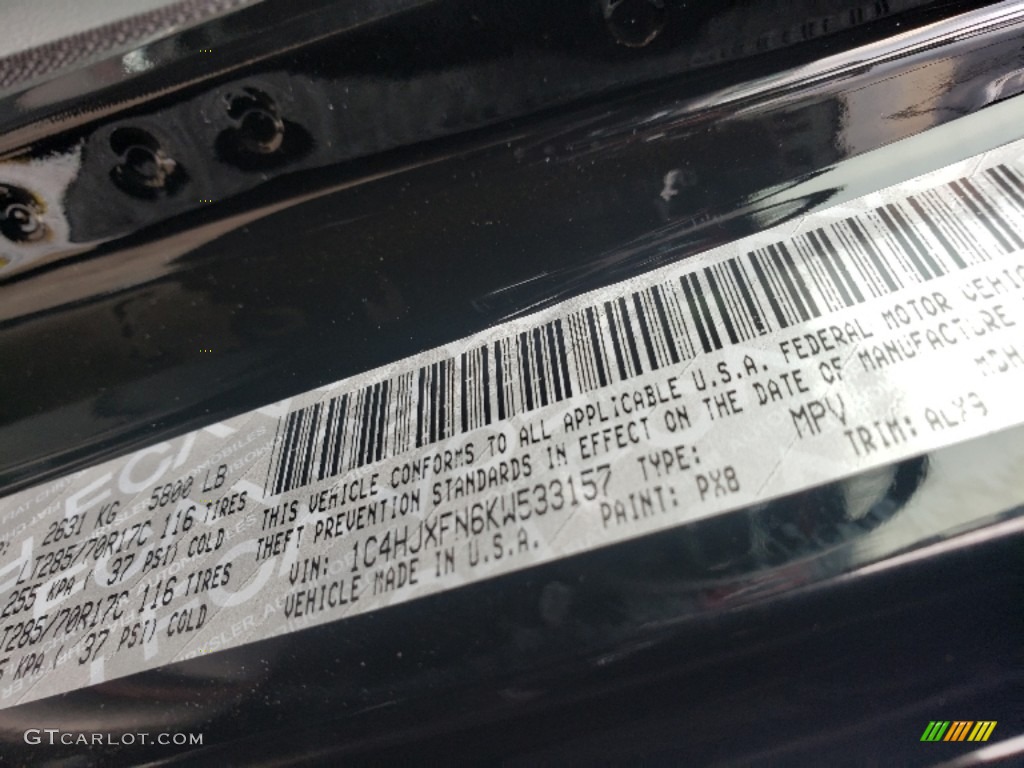 2019 Wrangler Unlimited Color Code PX8 for Black Photo #132264791