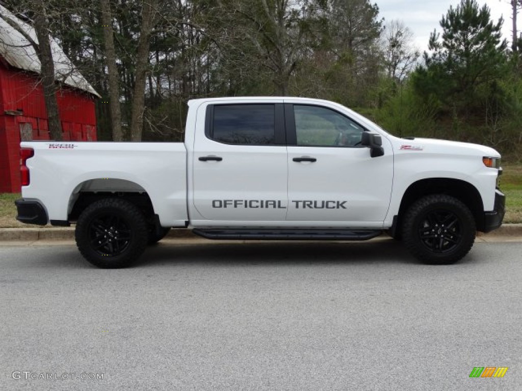 Summit White 2019 Chevrolet Silverado 1500 Custom Z71 Trail Boss Crew Cab 4WD Exterior Photo #132286253