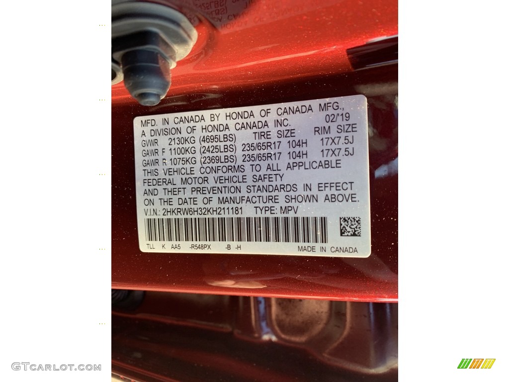 2019 CR-V LX AWD - Basque Red Pearl II / Gray photo #14