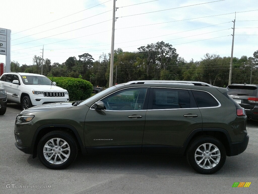 2019 Cherokee Latitude - Olive Green Pearl / Black/Light Frost Beige photo #2