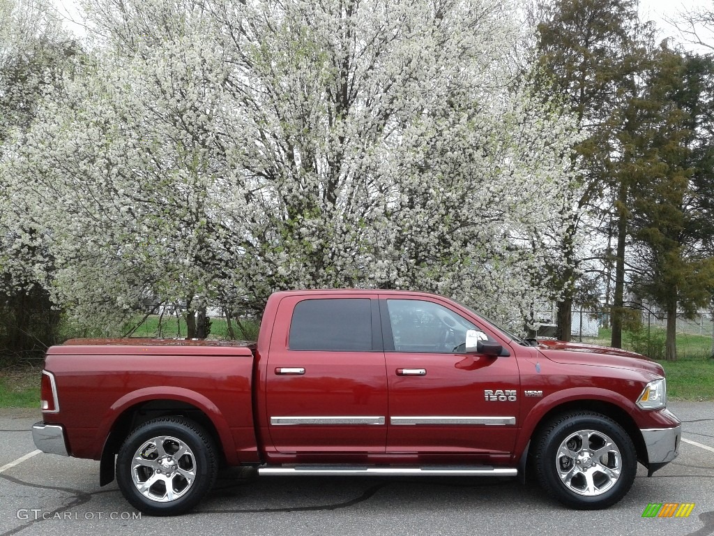 2013 1500 Laramie Crew Cab 4x4 - Deep Cherry Red Pearl / Canyon Brown/Light Frost Beige photo #5