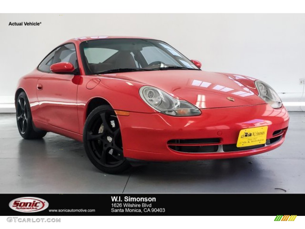2001 911 Carrera 4 Coupe - Guards Red / Natural Brown photo #1