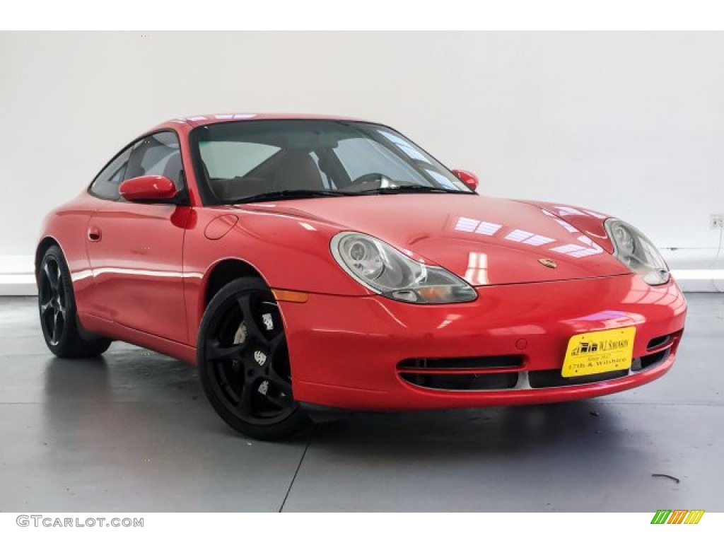 2001 911 Carrera 4 Coupe - Guards Red / Natural Brown photo #14