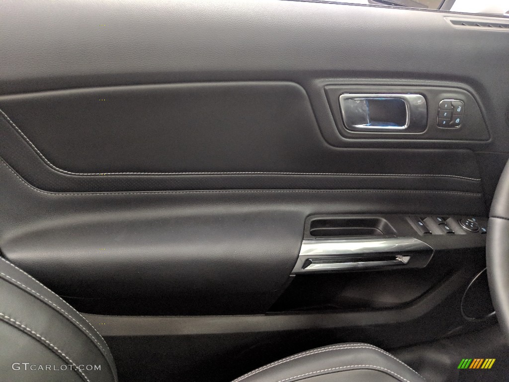 2019 Ford Mustang GT Premium Convertible Ebony Door Panel Photo #132340724