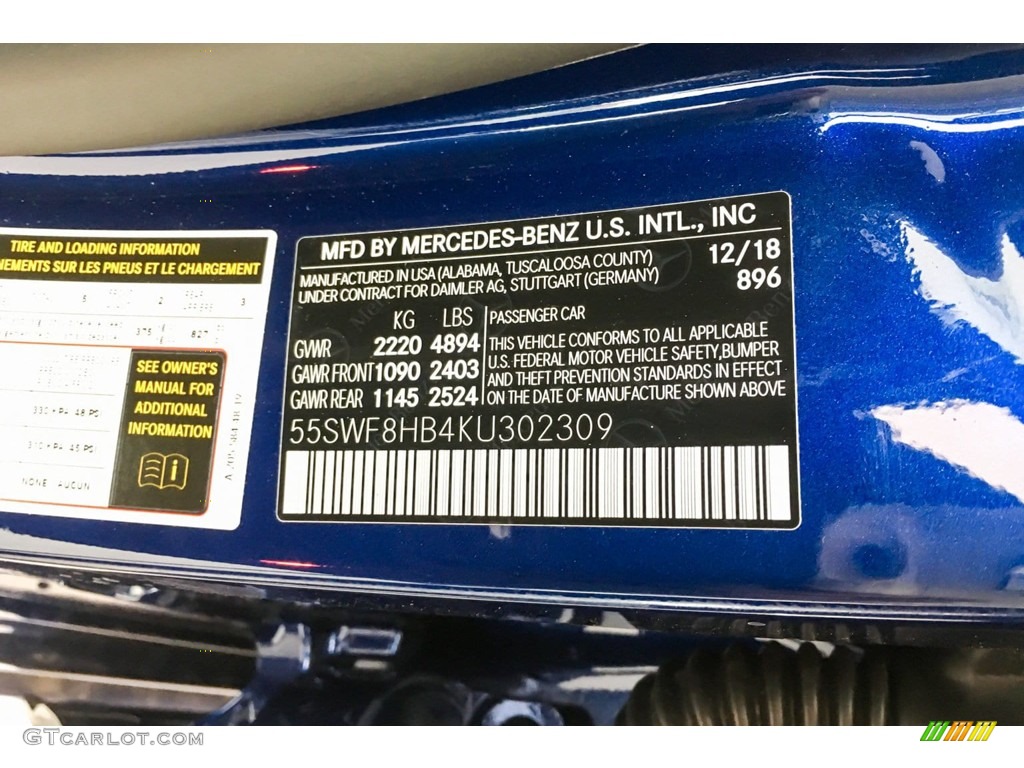 2019 C Color Code 896 for Brilliant Blue Metallic Photo #132397261