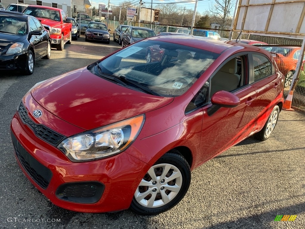 2013 Rio LX 5-Door - Signal Red / Black photo #2