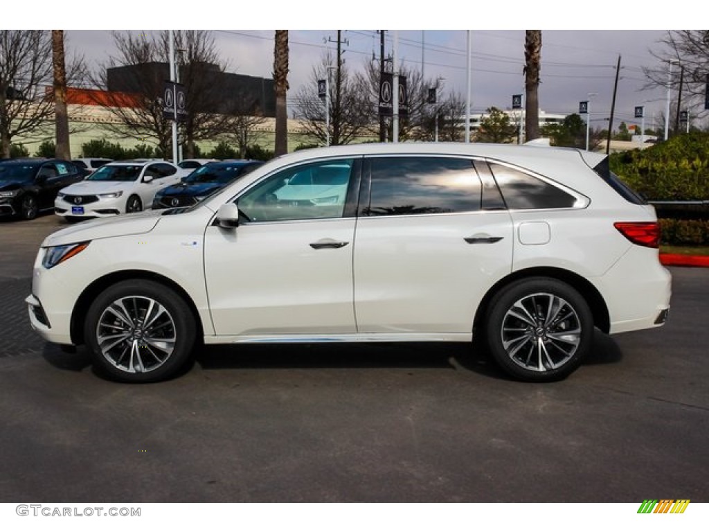 White Diamond Pearl 2019 Acura MDX Sport Hybrid SH-AWD Exterior Photo #132418282
