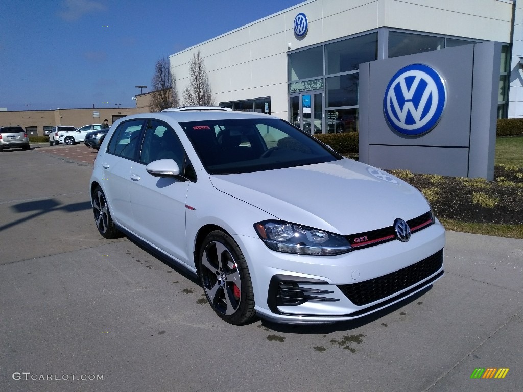 2019 Golf GTI S - White Silver Metallic / Titan Black/Clark Plaid photo #1