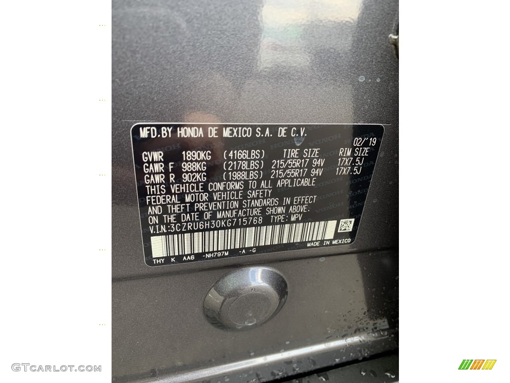 2019 HR-V LX AWD - Modern Steel Metallic / Gray photo #14