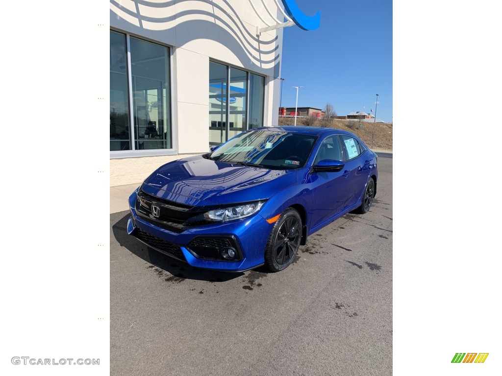 2019 Civic EX Hatchback - Agean Blue Metallic / Black photo #2