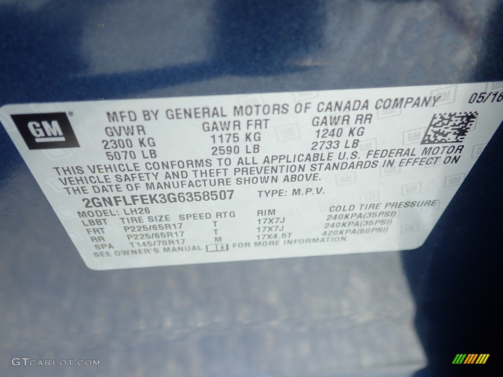 2016 Equinox LT AWD - Patriot Blue Metallic / Jet Black photo #28