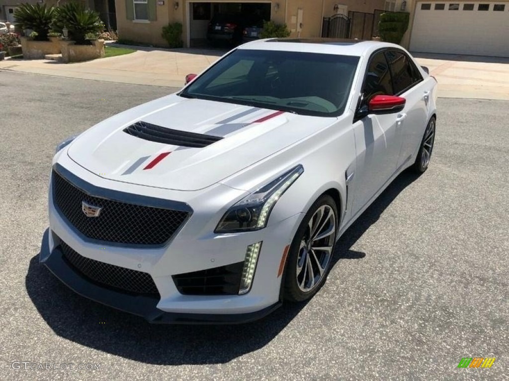 Crystal White Tricoat 2018 Cadillac CTS V Sedan Exterior Photo #132430071