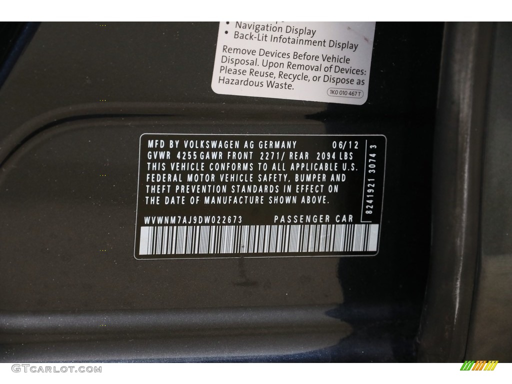2013 Golf 4 Door TDI - Blue Graphite Metallic / Titan Black photo #20
