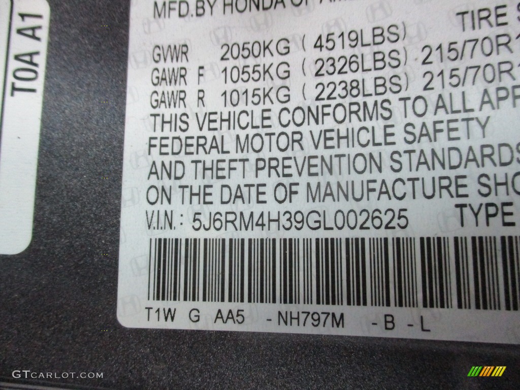 2016 CR-V LX AWD - Modern Steel Metallic / Gray photo #19