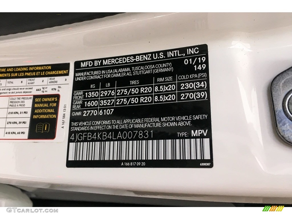 2020 GLE Color Code 149 for Polar White Photo #132486939