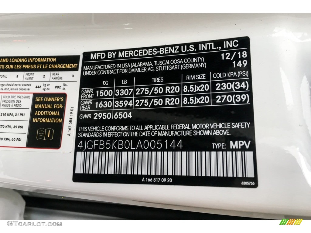 2020 GLE Color Code 149 for Polar White Photo #132487191