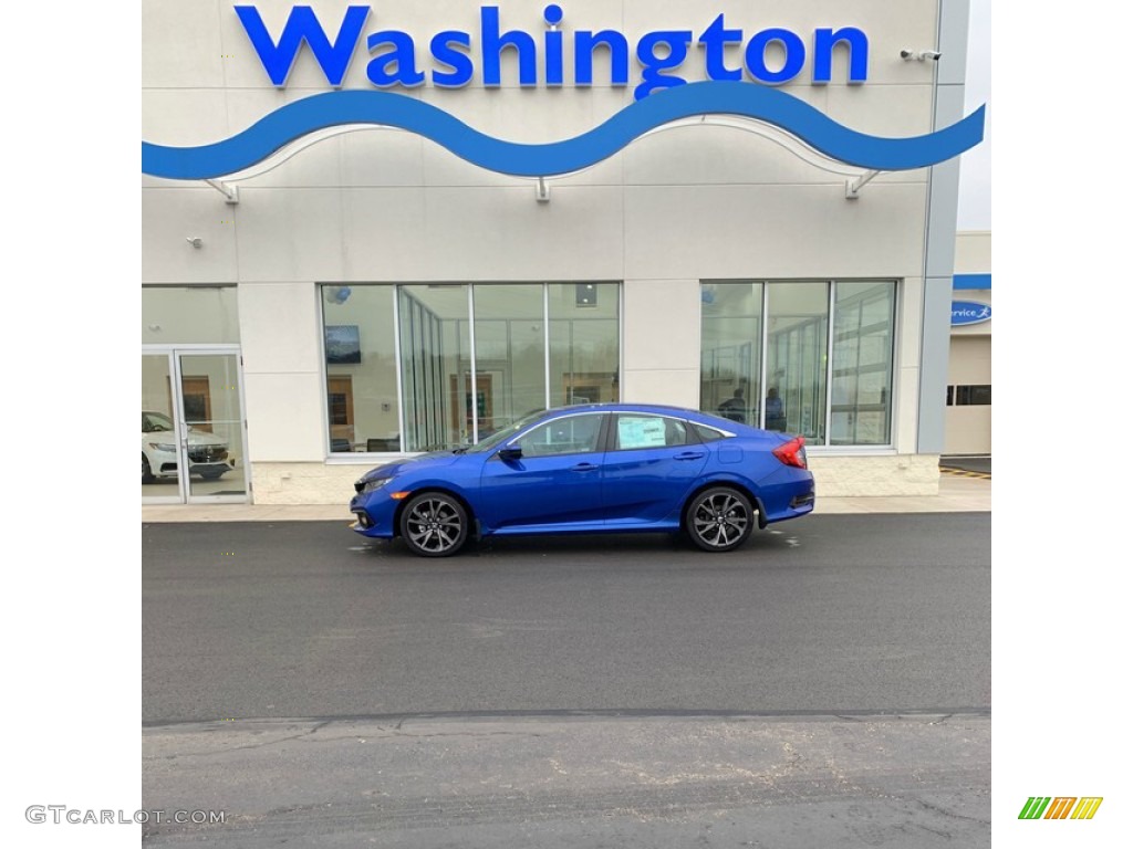 2019 Civic Sport Sedan - Agean Blue Metallic / Black photo #1