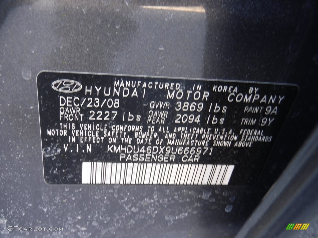 2009 Elantra GLS Sedan - Carbon Gray / Gray photo #19