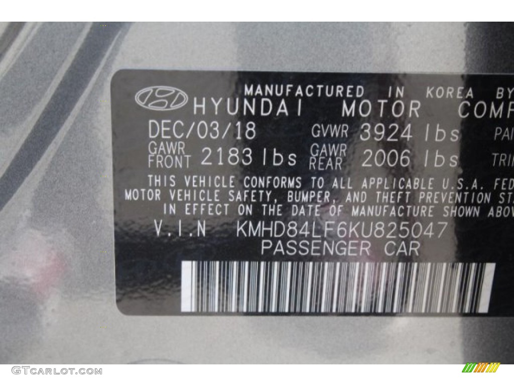 2019 Elantra SEL - Galactic Gray / Gray photo #22