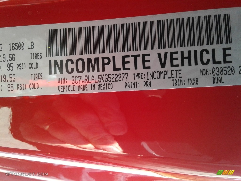 2019 Ram 4500 Tradesman Regular Cab 4x4 Chassis Color Code Photos