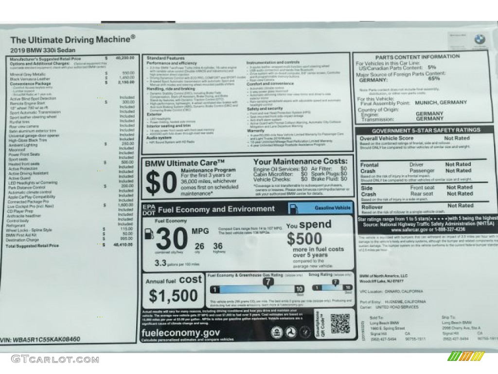 2019 3 Series 330i Sedan - Mineral Gray Metallic / Black photo #10