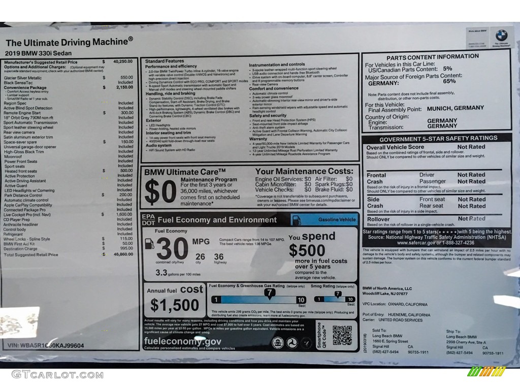 2019 3 Series 330i Sedan - Glacier Silver Metallic / Black photo #10