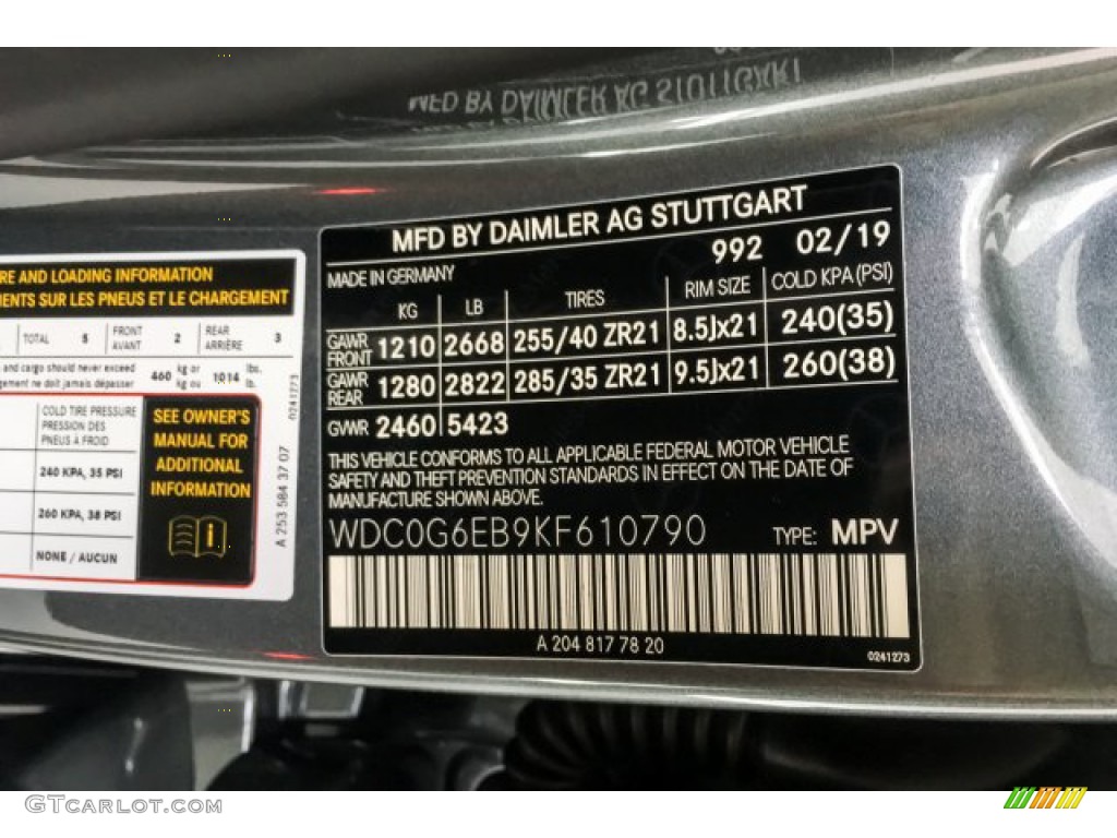 2019 GLC Color Code 992 for Selenite Grey Metallic Photo #132607597