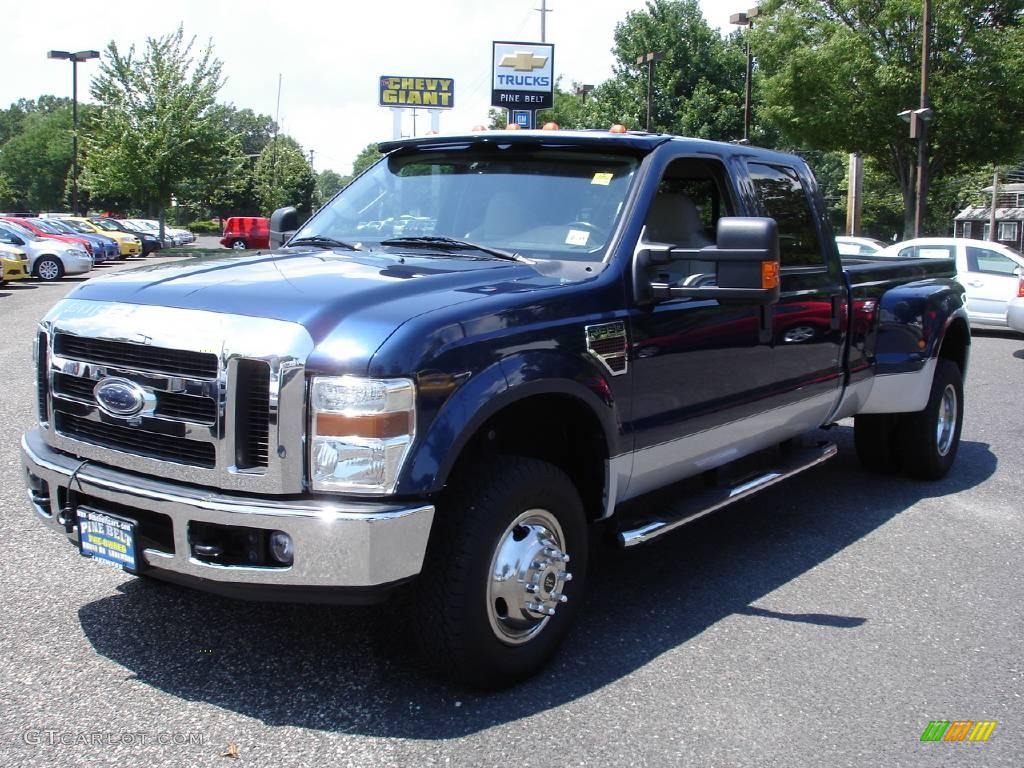 2008 F350 Super Duty XLT Crew Cab 4x4 Dually - Dark Blue Pearl Metallic / Medium Stone photo #1