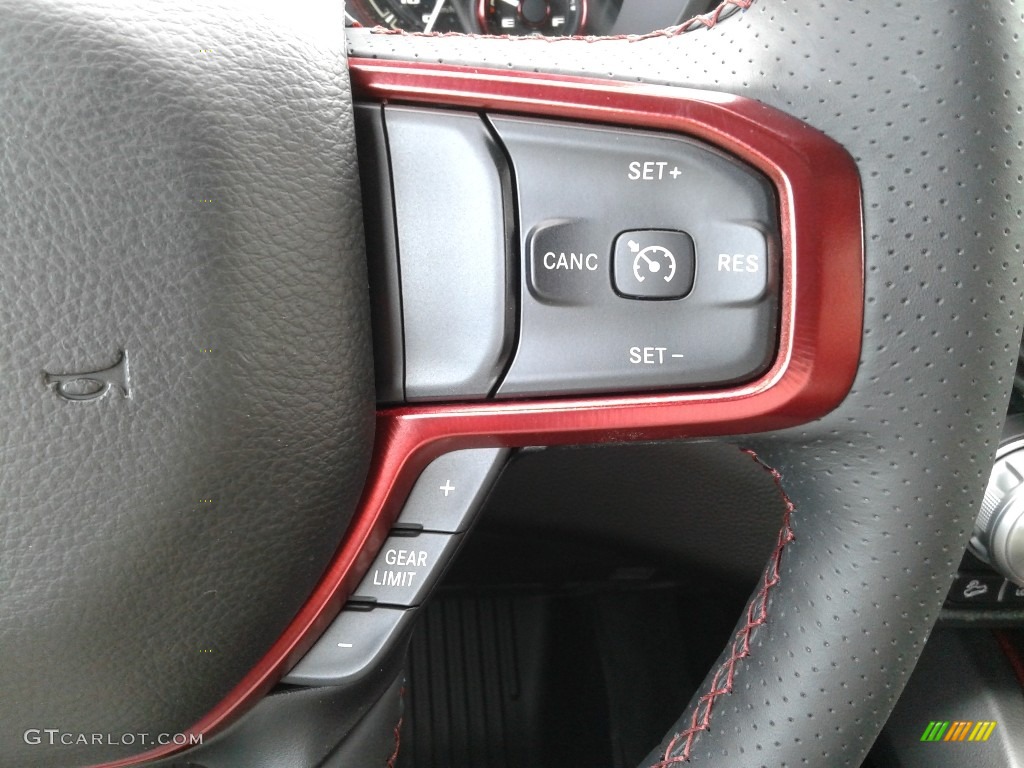 2019 Ram 1500 Rebel Quad Cab 4x4 Black/Red Steering Wheel Photo #132617948