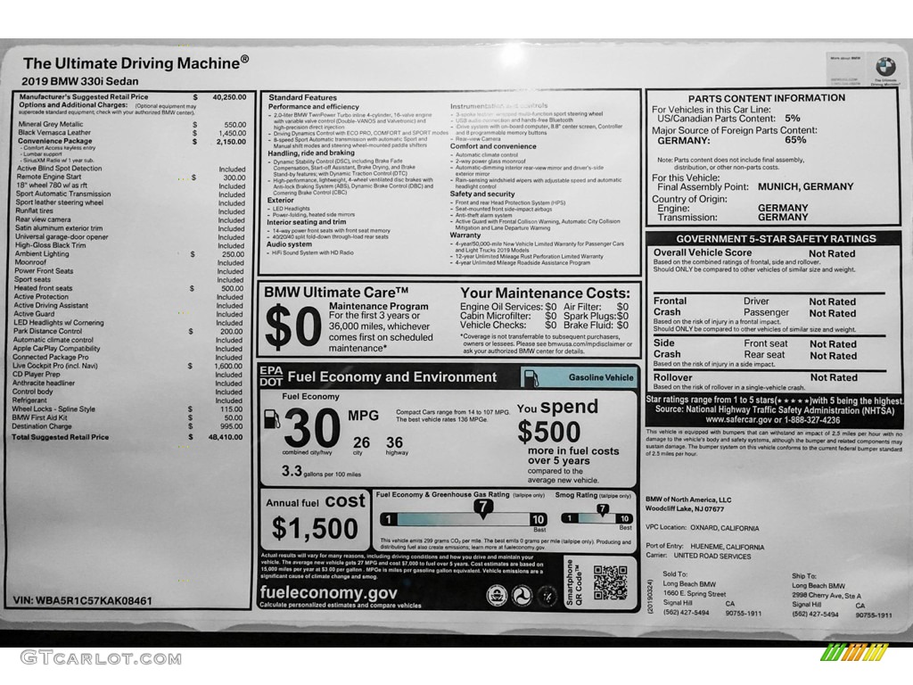 2019 3 Series 330i Sedan - Mineral Gray Metallic / Black photo #10