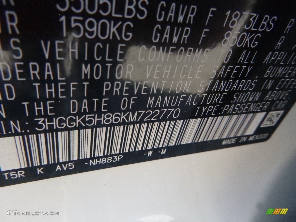 2019 Honda Fit EX Color Code Photos