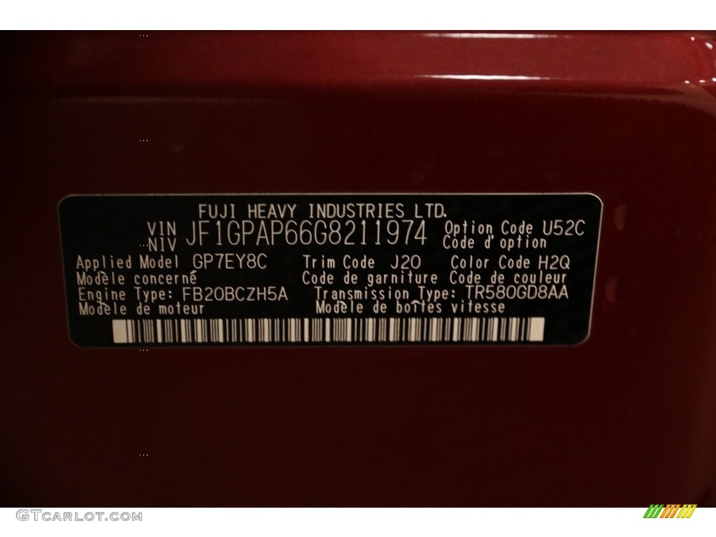 2016 Impreza 2.0i Sport Premium - Venetian Red Pearl / Black photo #21