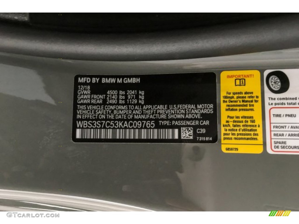 2019 M4 Color Code C39 for Lime Rock Grey Metallic Photo #132671985
