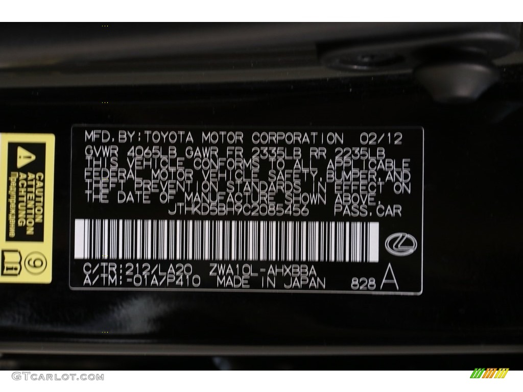 2012 CT 200h Hybrid Premium - Obsidian Black / Black photo #30