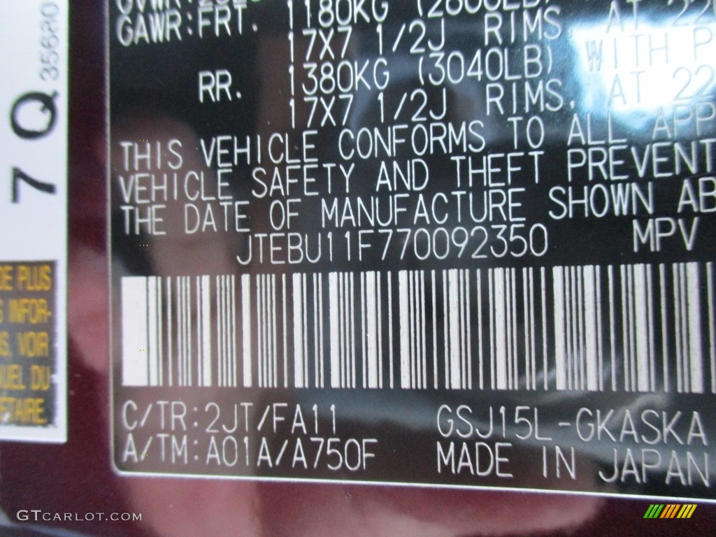 2007 FJ Cruiser 4WD - Black Cherry Pearl / Dark Charcoal photo #19