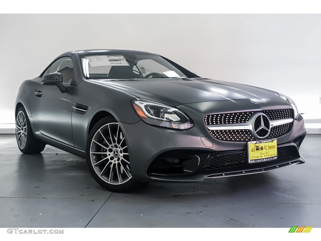 designo Shadow Grey Magno (Matte) 2019 Mercedes-Benz SLC 300 Roadster Exterior Photo #132690914