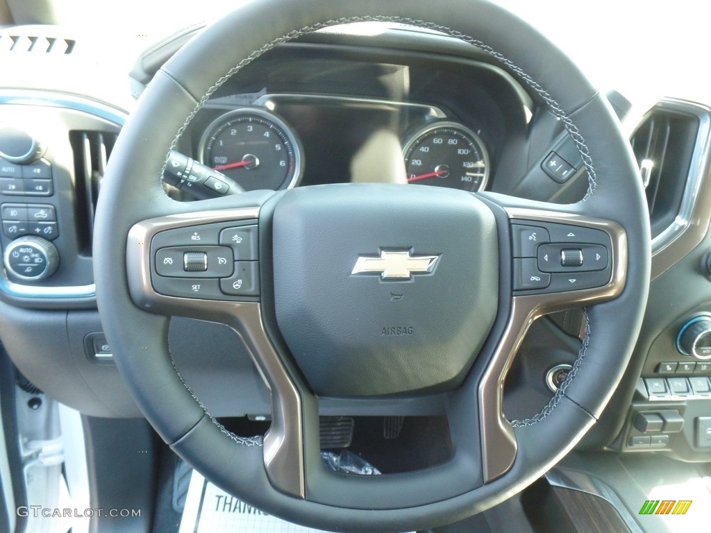 2019 Chevrolet Silverado 1500 High Country Crew Cab 4WD Jet Black Steering Wheel Photo #132699591