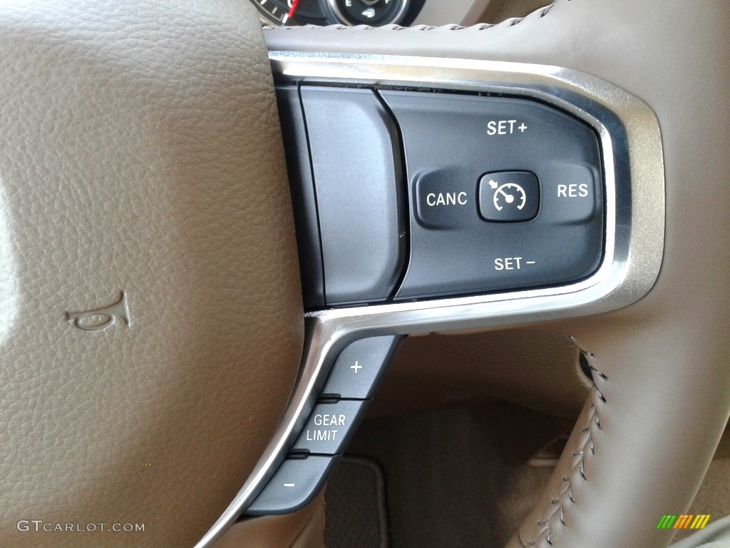 2019 Ram 1500 Laramie Crew Cab 4x4 Mountain Brown/Light Frost Beige Steering Wheel Photo #132709057