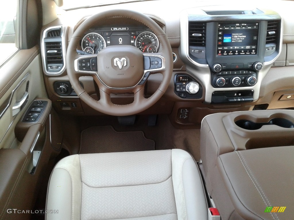 2019 Ram 1500 Laramie Crew Cab 4x4 Mountain Brown/Light Frost Beige Dashboard Photo #132709396